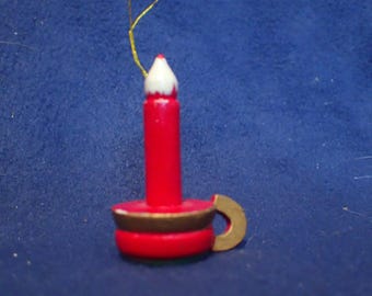 Wooden Christmas Hand Painted Ornament - Candle