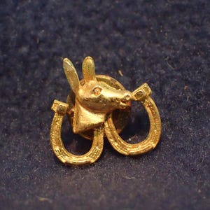 Political Pin - Donkey - Double Horseshoe - Lucky
