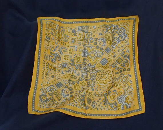Yellow and Gray Patterned Mod Scarf - image 1