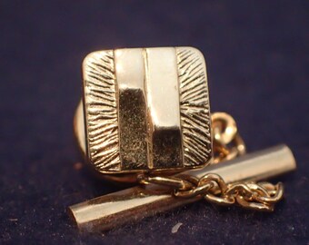 Tie Tack - Gold Square with Pointed Stripes