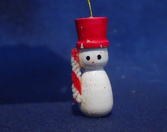Wooden Christmas Hand Painted Ornament - Snowman