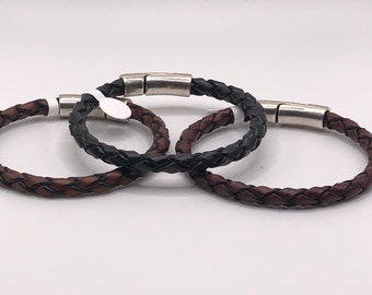 Men’s Braided Leather Bracelet with Magnetic Clasp Gifts for Dad Boyfriend Gifts  Gifts for Him Mens Leather Bracelets Fathers Day Gifts