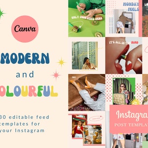 30 Bold and Colorful Instagram Post Templates Canva Modern, Abstract and Fun Instagram Templates Bold Insta Feed image 1