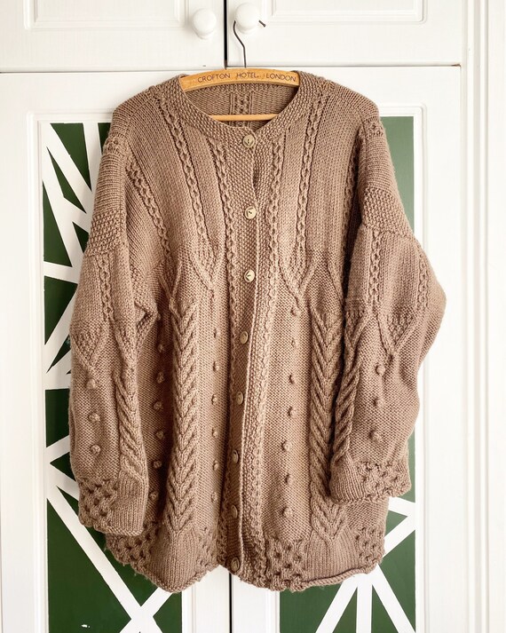 Vintage Handknit Light Brown Oversize Irish Pure N