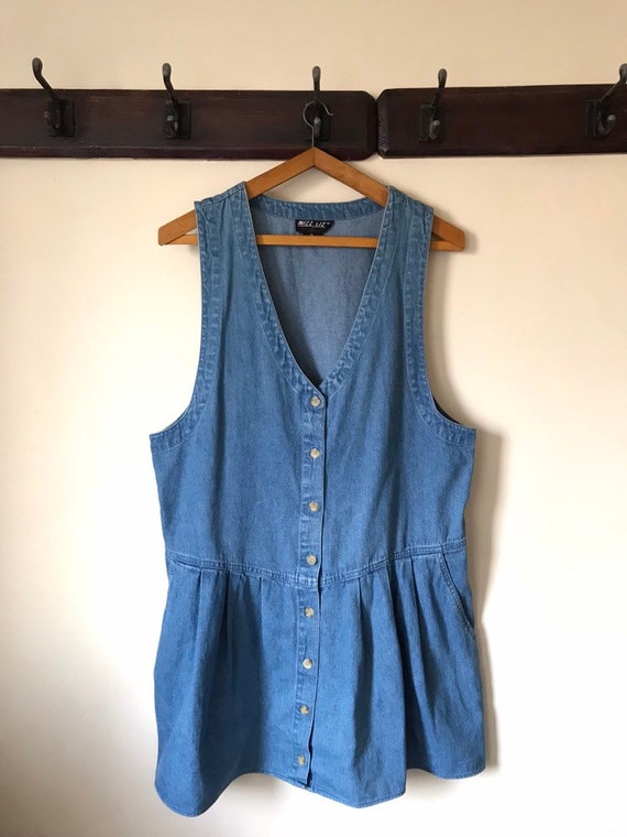 Vintage 1970s Mizz Lizz Denim Dungaree Dress with Buttons and | Etsy