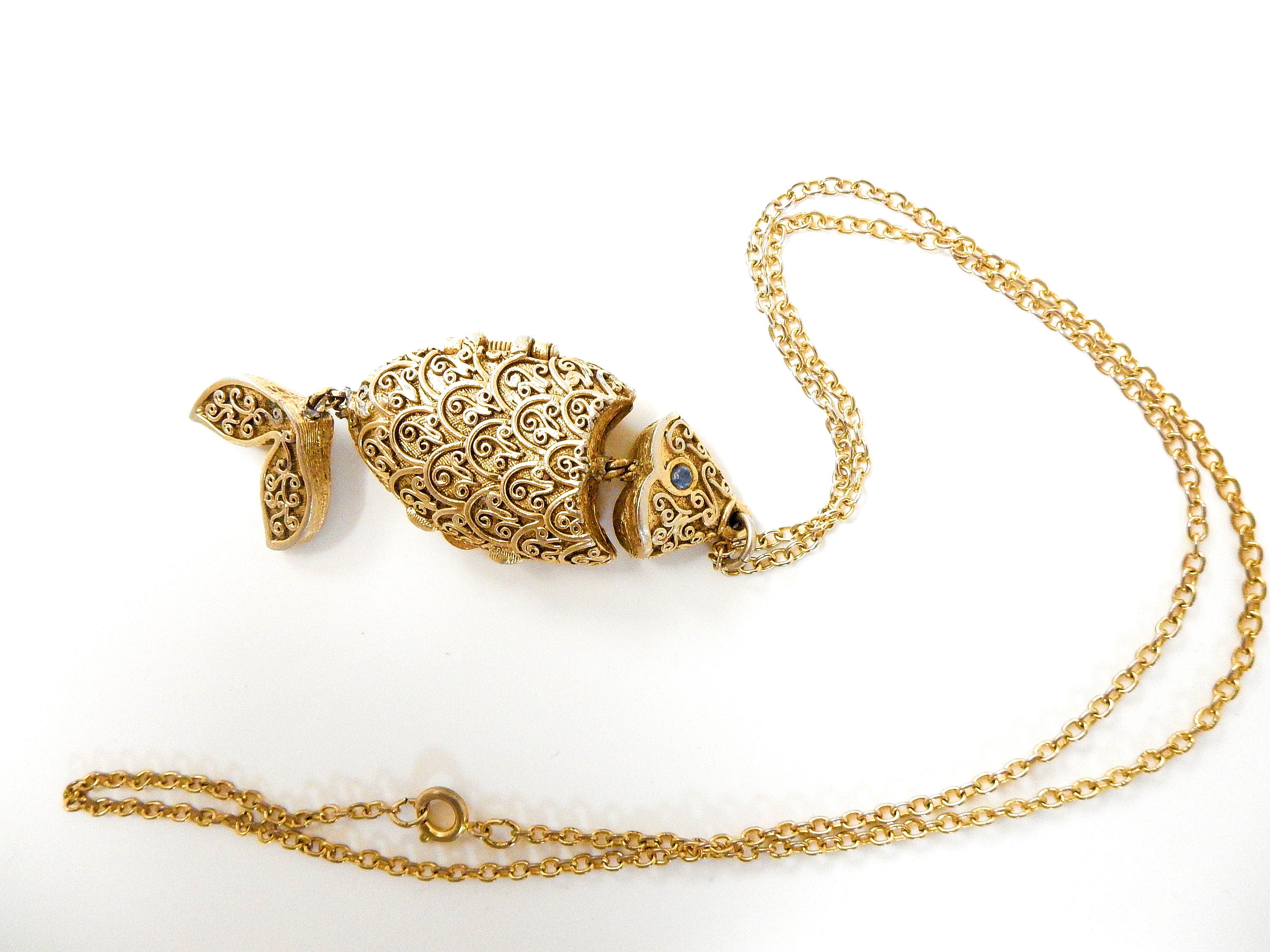 Vintage Max Factor Solid Perfume Fish Locket Pendant Necklace - Etsy