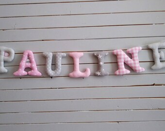 Letters Garland, Garland, first name banner boy name, girl name, baby name, room, baby, fabric, decorative home letter child