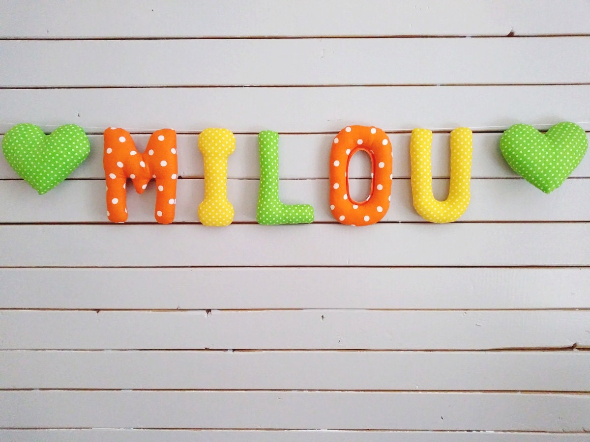 Lettre en Tissu Guirlande de Lettres, Guirlande, Prénom Bannière , Nom La Fille Nom Bébé, Salle , Ba