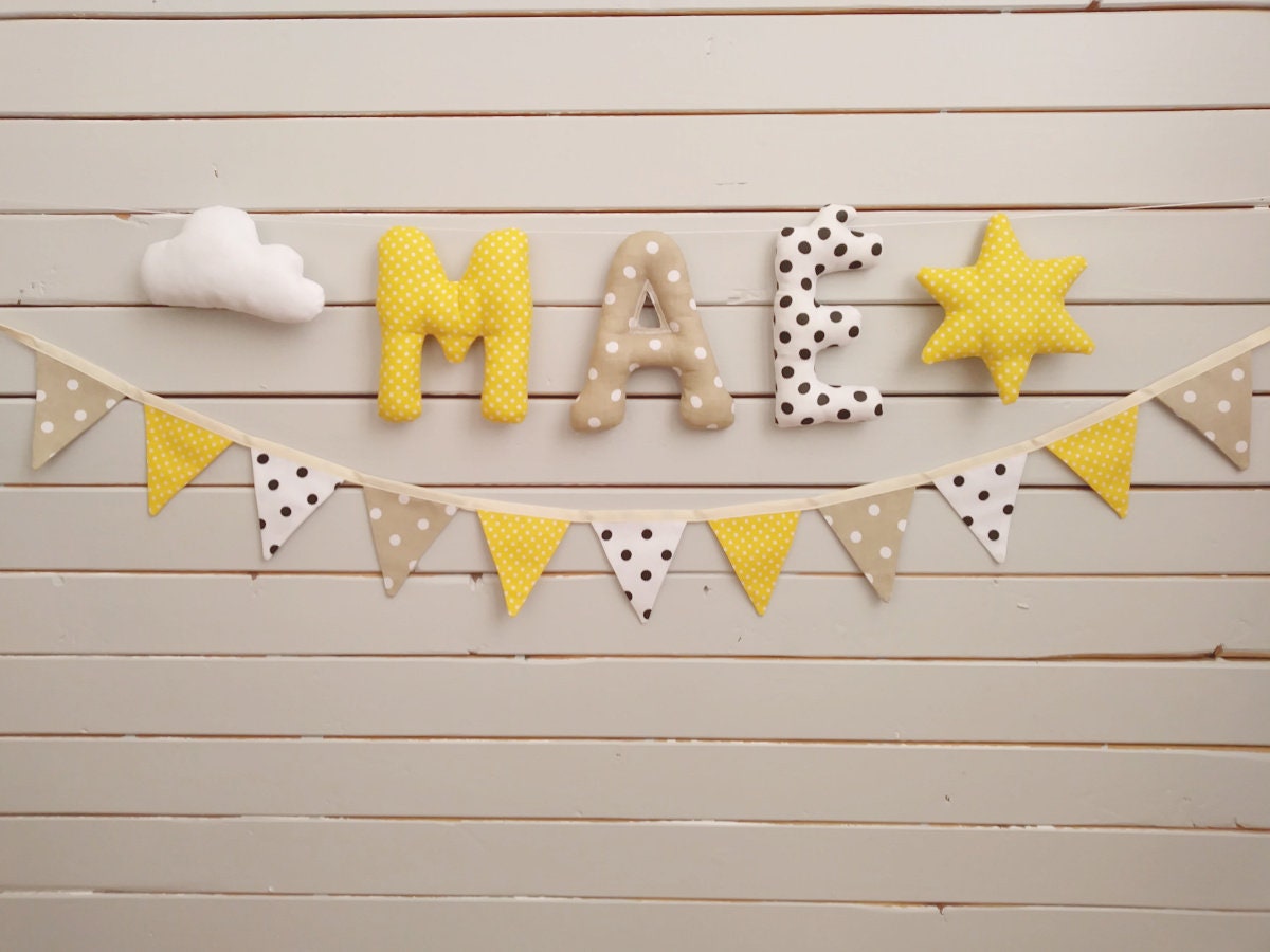 Fabric Letter Ma'pennant Necklace, Letter Garland, Girland, First Name Banner, Girlname, Baby Name,