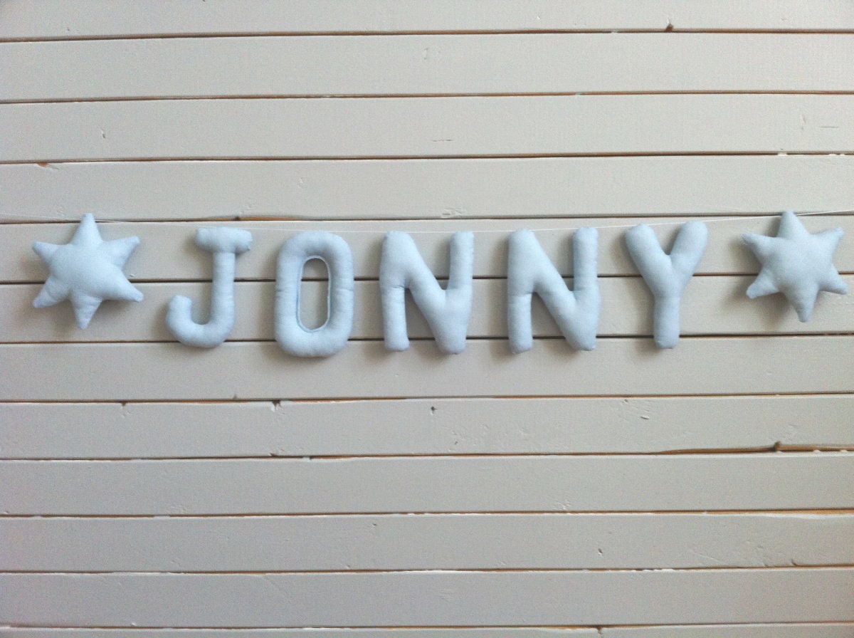 Lettre en Tissu, Jonny, Guirlandes de Lettres, Guirlandes, Prénom Bannière Garçon Nom, Fille Nom, No