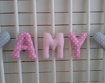 Letters Garland, Garland, first name banner boy name, girl name, baby name, room, baby, fabric, decorative home letter child