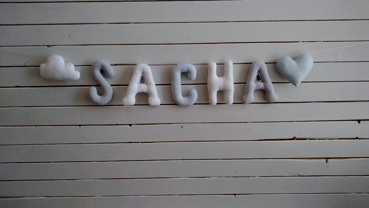 Lettres de Tissu, Letter Garland, Girland, Prénom de Garçon Bannière, Nom Fille, Chéri, Salle, Baptê