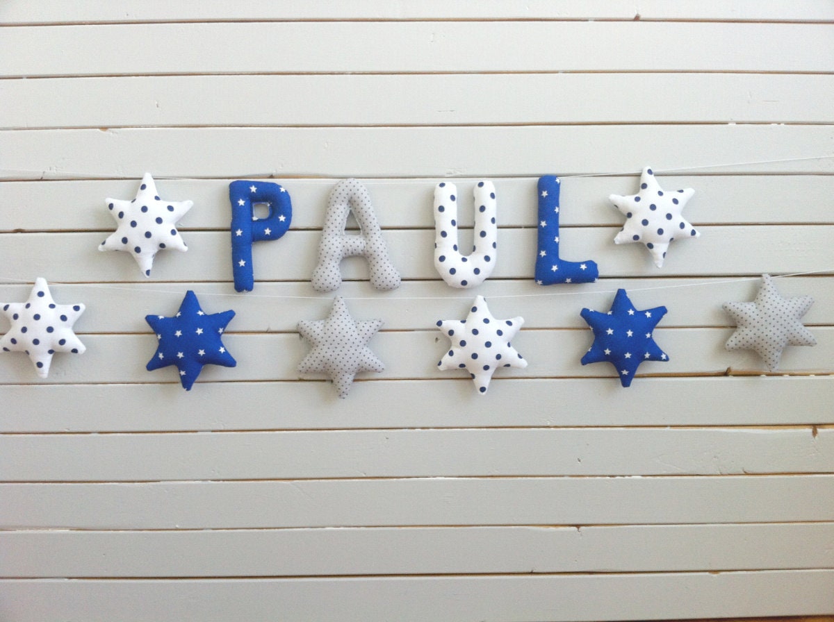 Lettres en Tissu Paul avec Étoile Guirlande Lettres, Guirlande, Prénom Bannièrename, Nom de Bébé, Ch