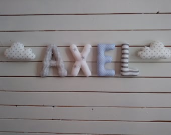 Stoffbuchstaben,Nael,Buchstabengirlande,Girlande,Vorname Banner Junge Name,Mädchen Name,Baby Name, Zimmer ,Taufe,Geburt,Baby, Kind