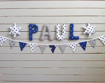 Stoffbuchstaben PAUL Wimpelkette Buchstabengirlande,Girlande,Vorname Banner ,MädchenName,Baby Name, Zimmer ,Taufe,Geburt,Baby, Stoff, Kind