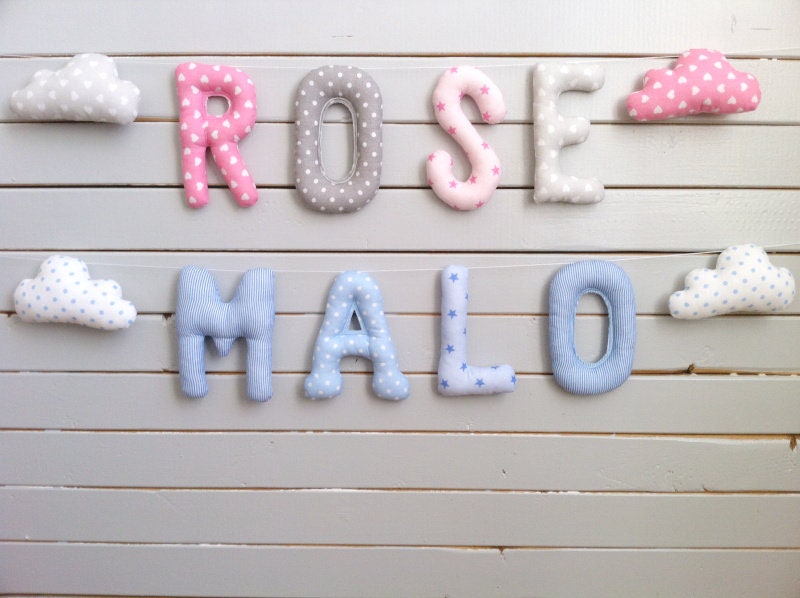 Lettres de Tissu, Malo, Rose, Lettre Garland, Garland, Prénom Banner Boy Name, Nom Fille, Bébé, Cham