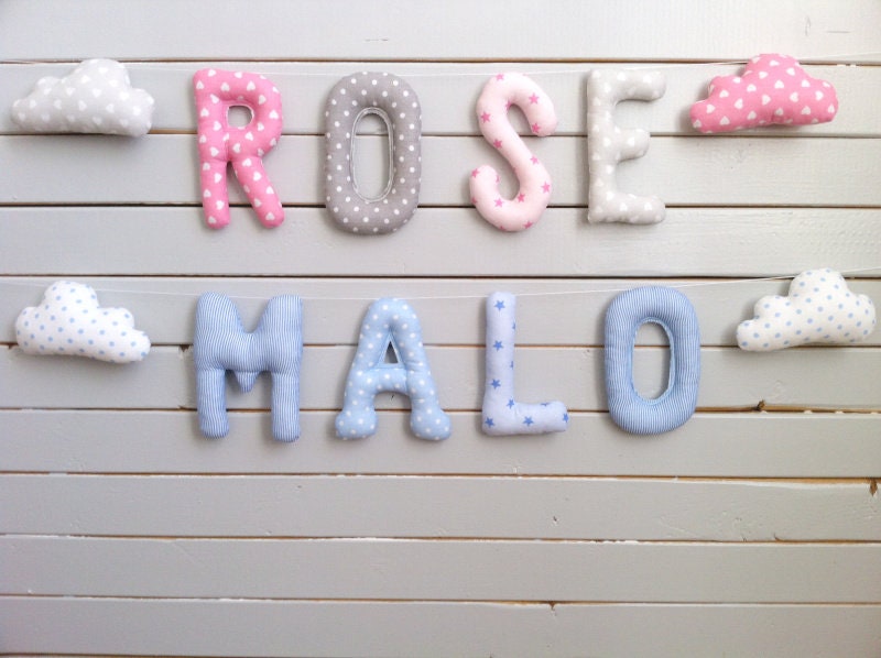 Lettres de Tissu, Malo, Rose, Lettre Garland, Garland, Prénom Banner Boy Name, Nom Fille, Bébé, Cham