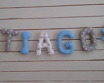 Letters Garland, Garland, first name banner boy name, girl name, baby name, room, baby, fabric, decorative home letter child