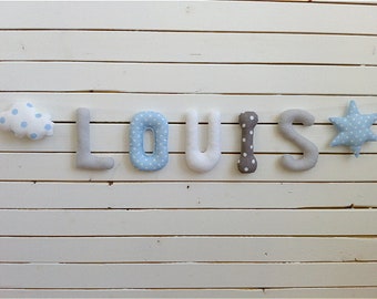 Letters Garland, Garland, first name banner boy name, girl name, baby name, room, baby, fabric, decorative home letter child