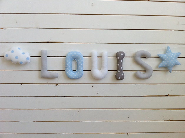 Lettre en Tissu, Louis, Guirlande de Lettres, Guirlandes, Prénom Bannière Garçon Nom, Fille Nom, Nom
