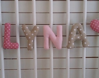 Letters Garland, Garland, first name banner boy name, girl name, baby name, room, baby, fabric, decorative home letter child