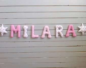 Letters Garland, Garland, first name banner boy name, girl name, baby name, room, baby, fabric, decorative home letter child