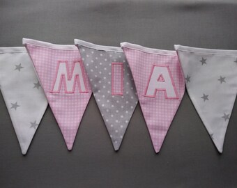 Pennant Necklace with Name Garland, Pennant, Letters, Birthday, Baptism, Birth, Room Decoration, Baby Room, Kids Name, Girl, Boy,