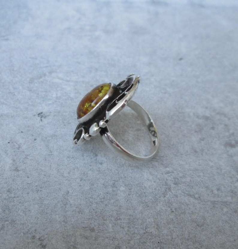 US size 6.8 UK size n antique jewelry sterling silver silver Gr 54 Antique Amber ring Art Deco amber ring