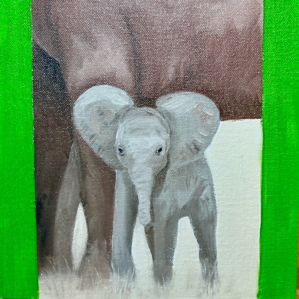 LITTLE BIG BOY (baby elephant) - Greeting cards and prints from original oil painting by Candace Gallagher