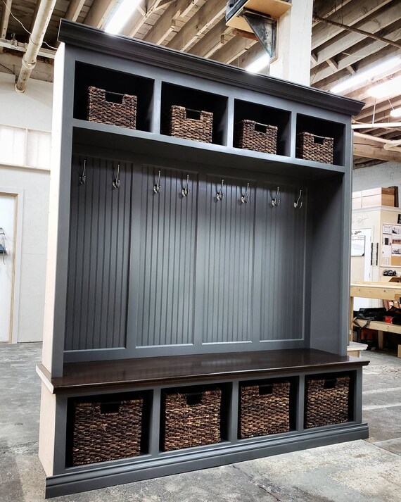 The Dublin Gray Mudroom Lockers Bench Storage Furniture Cubbies Coat Rack Hall Tree