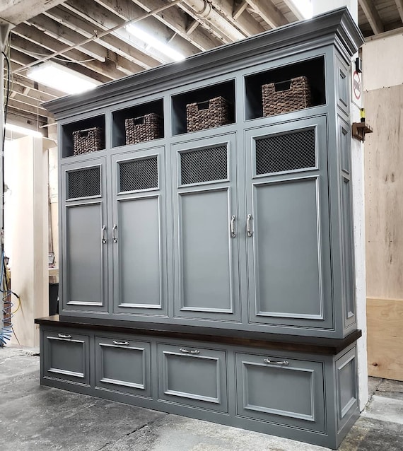 The Georgia Gray Mudroom Lockers Bench Storage Furniture Cubbies Coat Rack Hall Tree Farmhouse