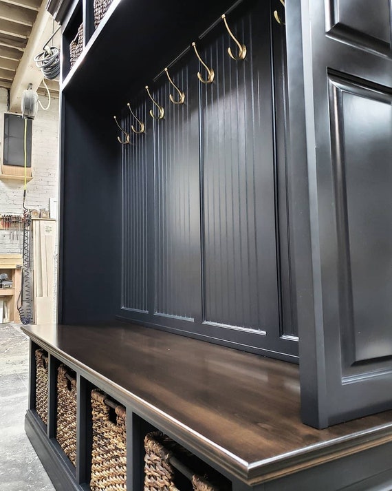 The Dublin Black Mudroom Lockers Bench Storage Furniture Etsy