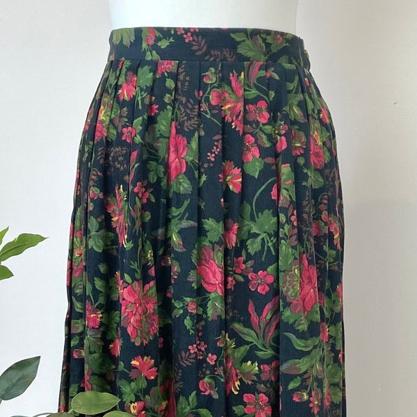 Vintage Floral Monsoon Midi Skirt, UK Size 12