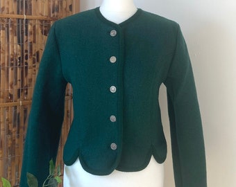 Vintage Österreichische Waldgrüne Strickjacke