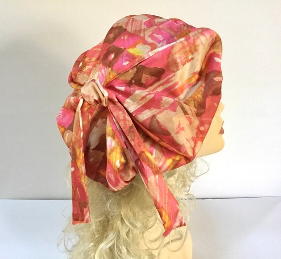 Vintage Pink Abstract Print  Beret / One SZ / Ret… - image 1