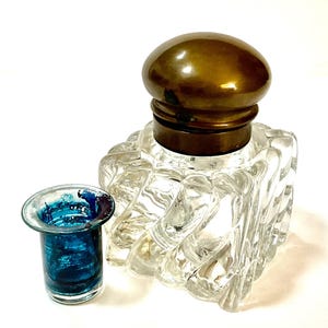 Vintage Glass Inkwell / Desk Decor / Inks & Dye / Collectibles/ Retro