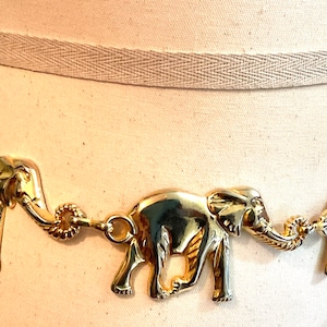 Gold plated an elephants belt with chain?❤️️ 90s Vintage Gold Elephant Metallic Belt Gold Chain Belt With  main image 3