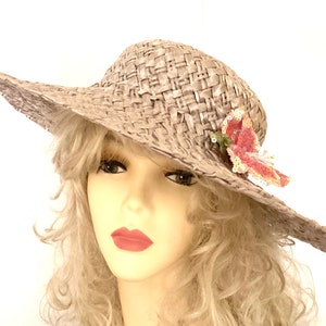 Vintage Silver Cellophane Straw Floppy Hat / NWT / Sun Hat / AS&Co, NY / Accessories / Swiss Made / 1970’s / Retro / Boho