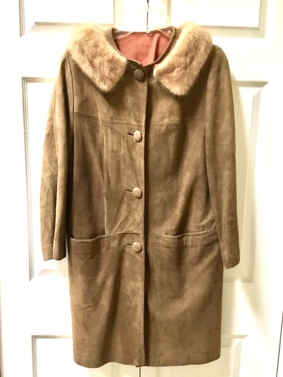 Vintage Brown Mink and Suede Coat / SZ S to M / B… - image 2