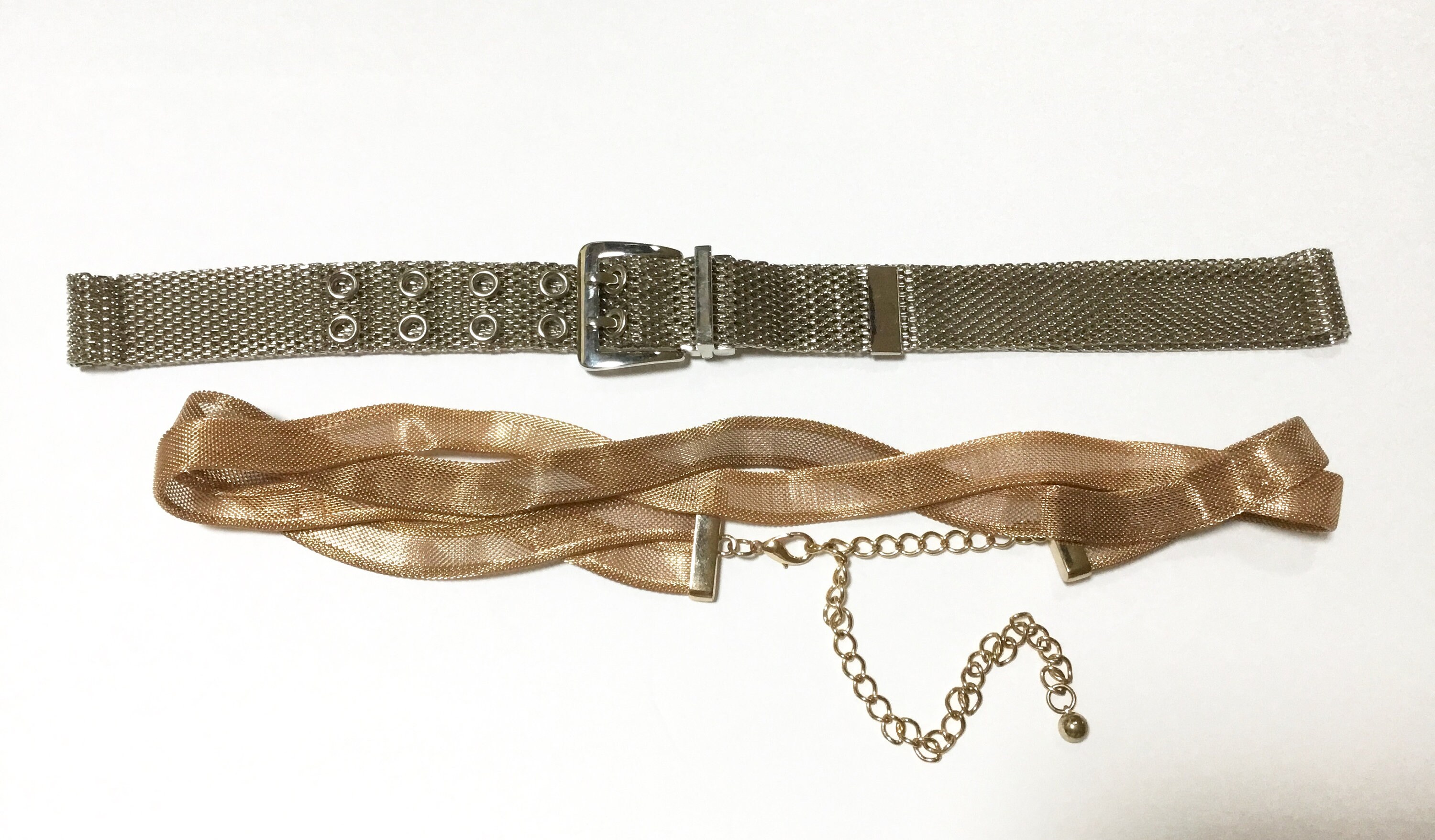 Silver Mesh With Gold Interlocking Oval Accent Pieces Belt 32” Amazon.com: Marshal Metal Fashion Belt High Polished Gold  main image 2
