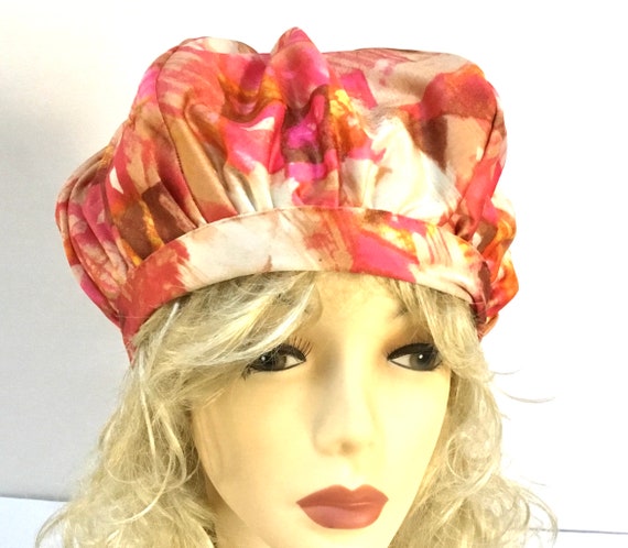 Vintage Pink Abstract Print  Beret / One SZ / Ret… - image 3