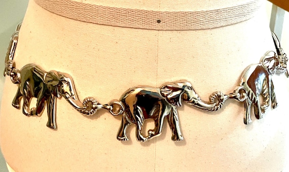 Anne Klein Silver Elephant Link Chain Belt ANNE KLEIN Vintage 1990 main image 2
