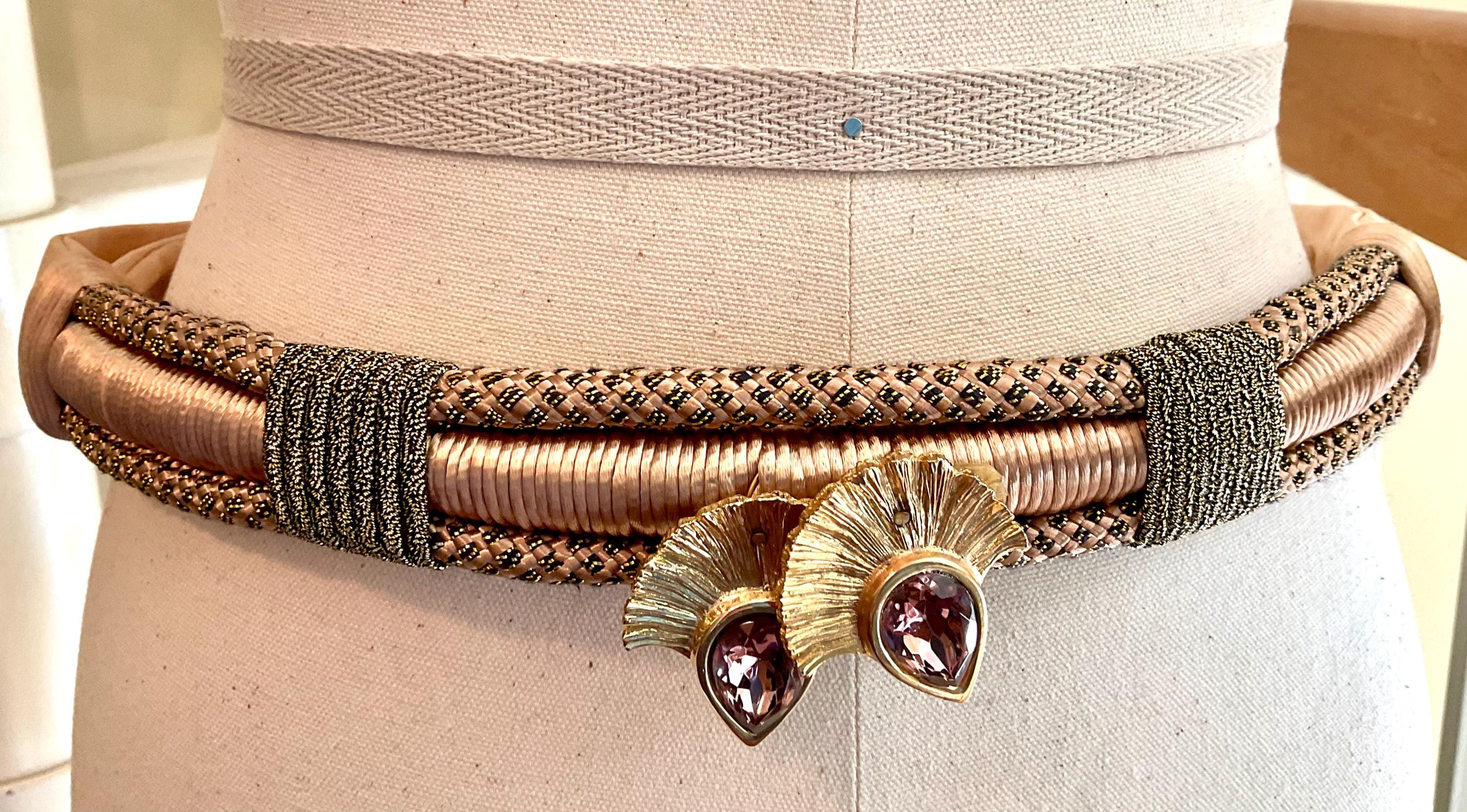 Carolyn Tanner Vintage Boho Woven Belt 1980s Carolyn Tanner Wearable Art Belt: Copper Braid  main image 2
