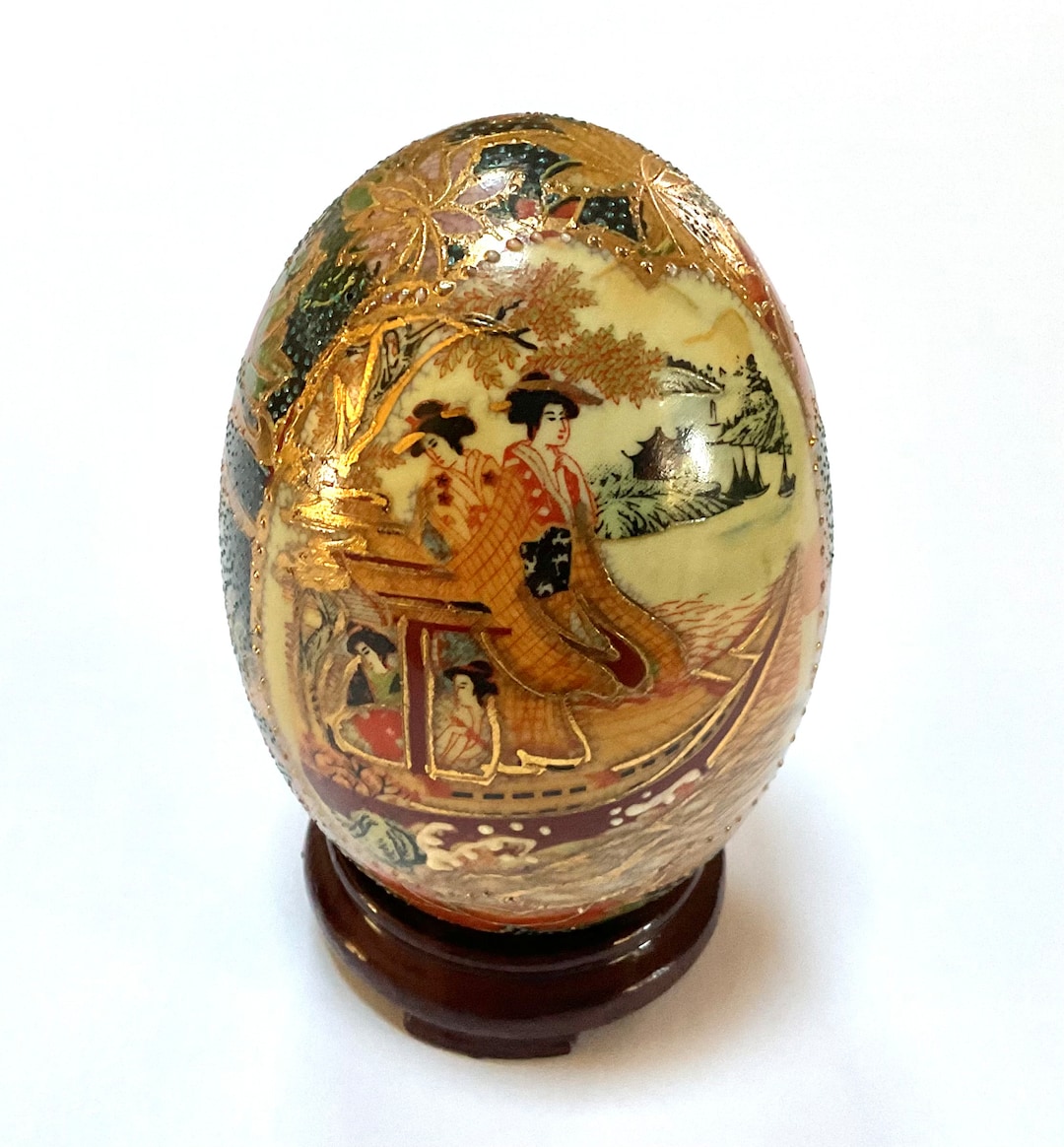 Vintage Satsuma Porcelain Egg on Stand / Collectibles / Home & Etsy