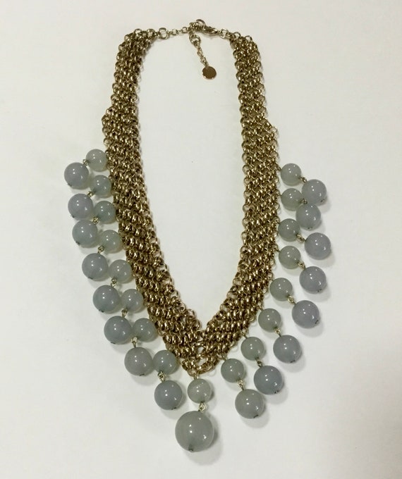 Vintage Chain Metal Beaded Necklace / Beaded Neck… - image 5