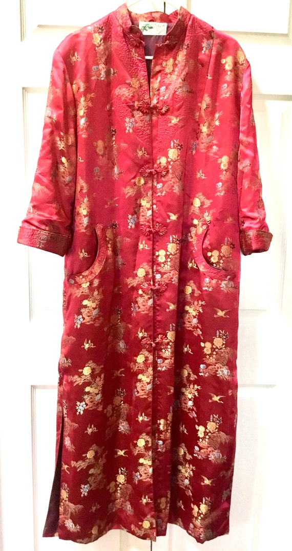 Vintage Lined Long Asian Robe / SZ M / Lingerie /… - image 9