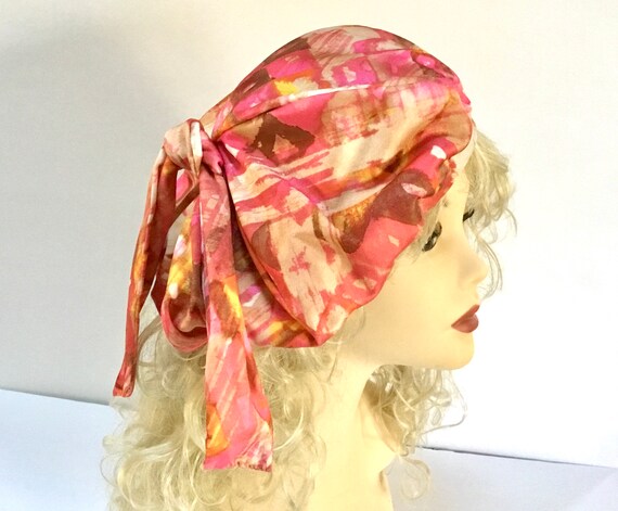 Vintage Pink Abstract Print  Beret / One SZ / Ret… - image 6