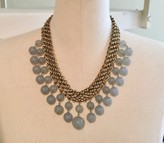Vintage Chain Metal Beaded Necklace / Beaded Neck… - image 4