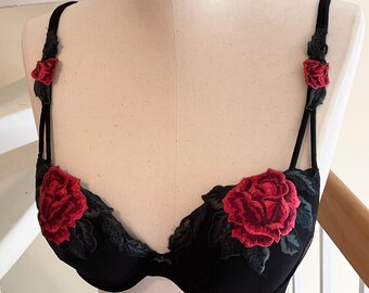 Vintage Italy Flower Underwire Padded Bra / SZ 32 or SM / Sexy Bra / Lingerie / Retro / By Cotton Club / Underwire Bra / Padded Bra