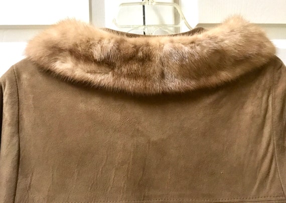 Vintage Brown Mink and Suede Coat / SZ S to M / B… - image 8